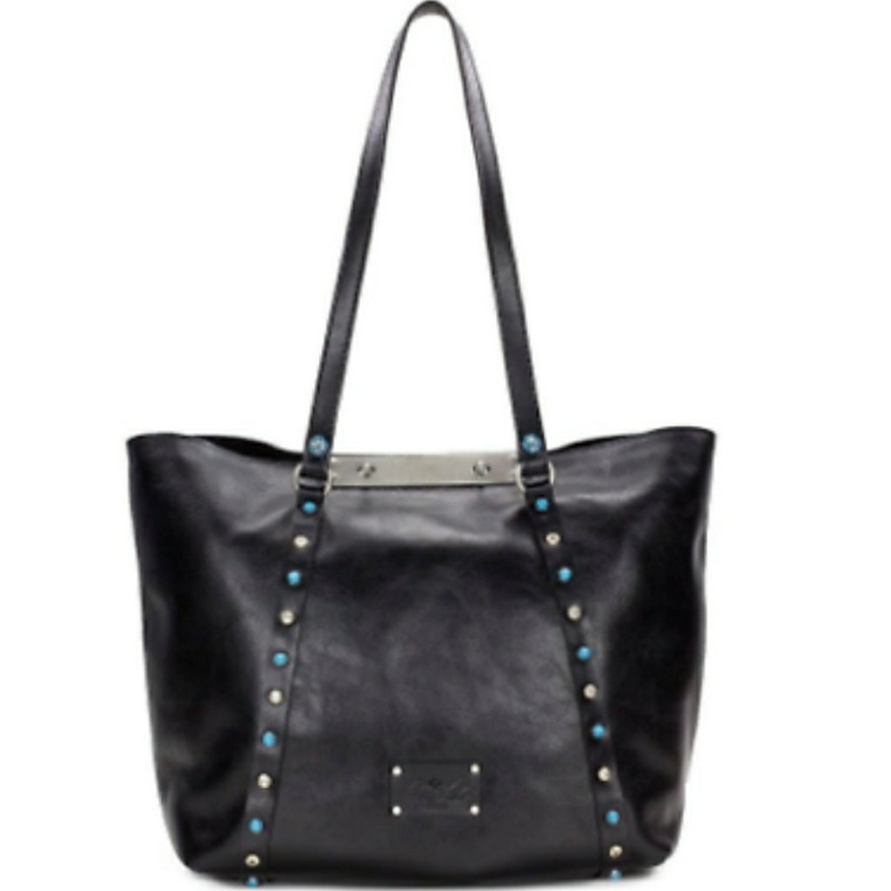 Patricia Nash Benvenuto black leather tote.